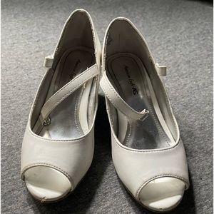 Little girl peep toe dress shoe with little heel